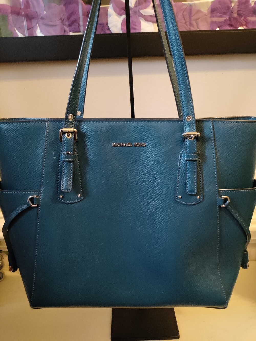 Michael Kors Teal Saffiano Leather Tote Bag